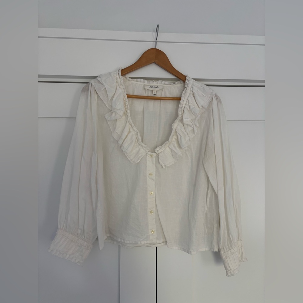 THE GREAT. White Ruffled Blouse - Picture 8 of 14